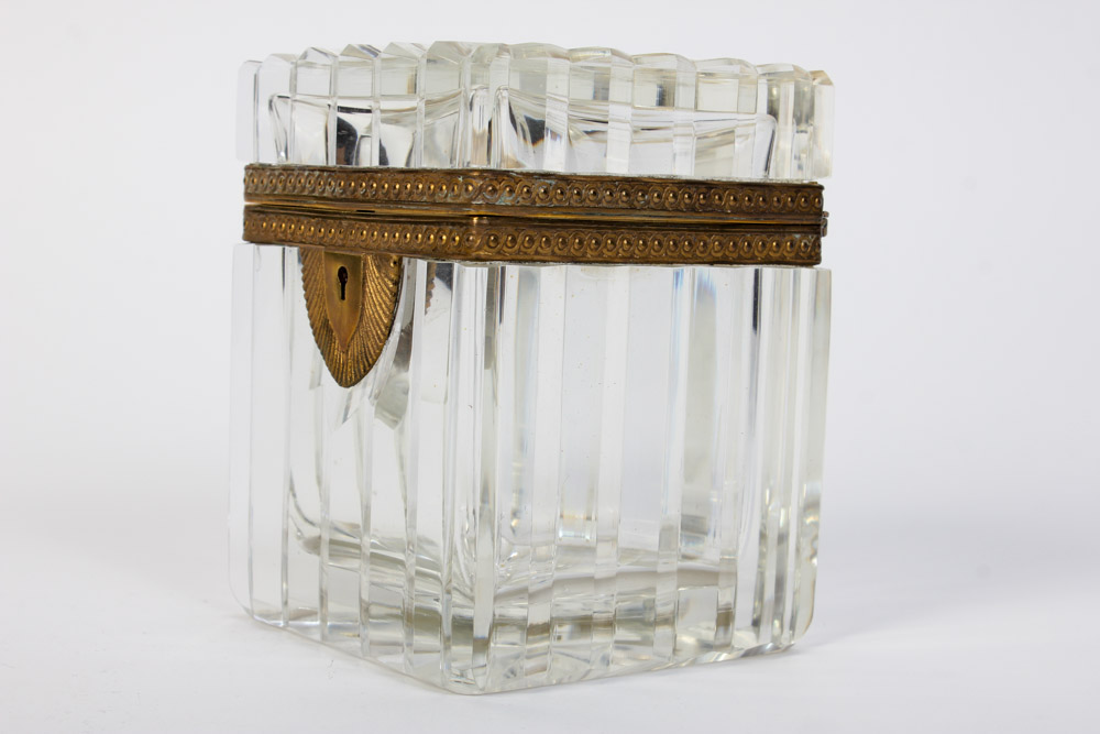 Art Deco Crystal Box with Brass Lock