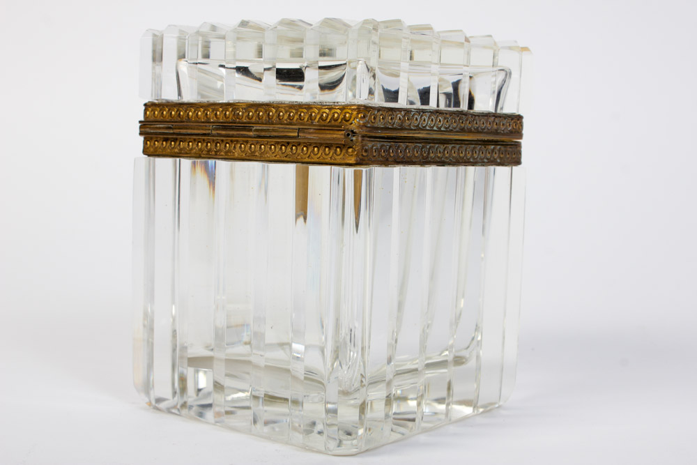 Art Deco Crystal Box with Brass Lock