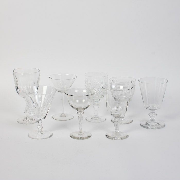 Collection of Crystal Glasses Featuring Baccarat and Waterford