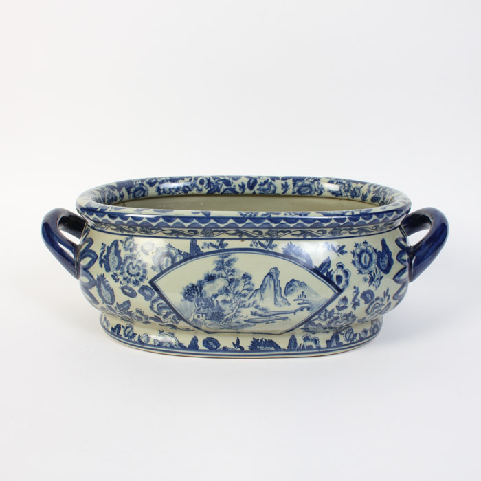 Chinese Blue and White Stoneware Footbath
