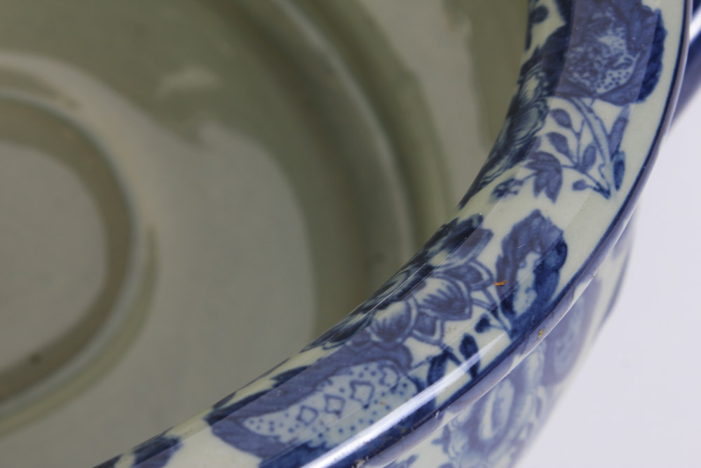 Chinese Blue and White Stoneware Footbath