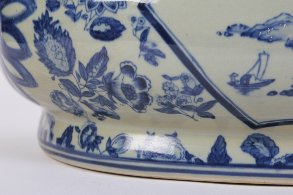 Chinese Blue and White Stoneware Footbath