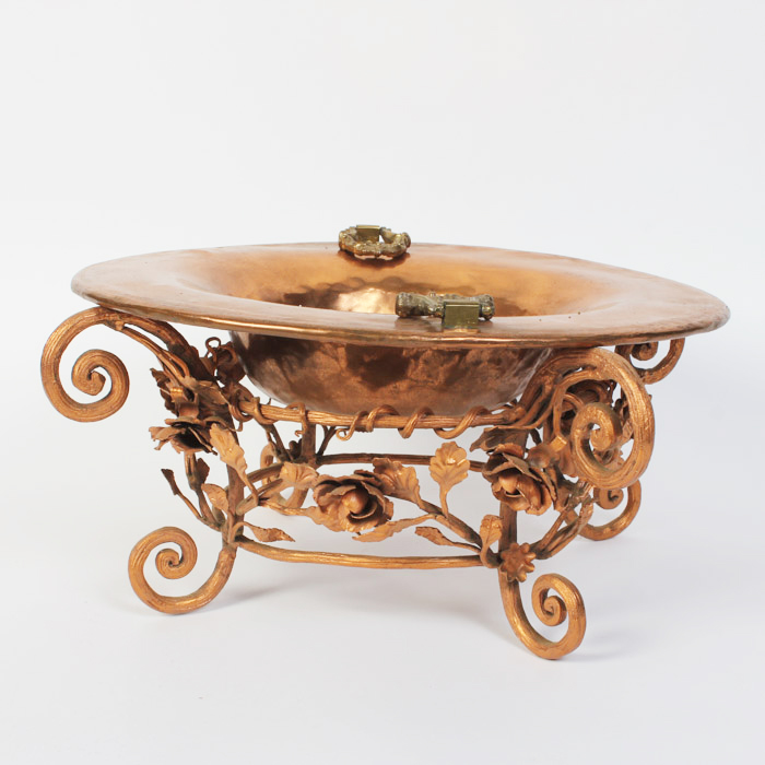 Copper Bowl with Copper Tone Stand