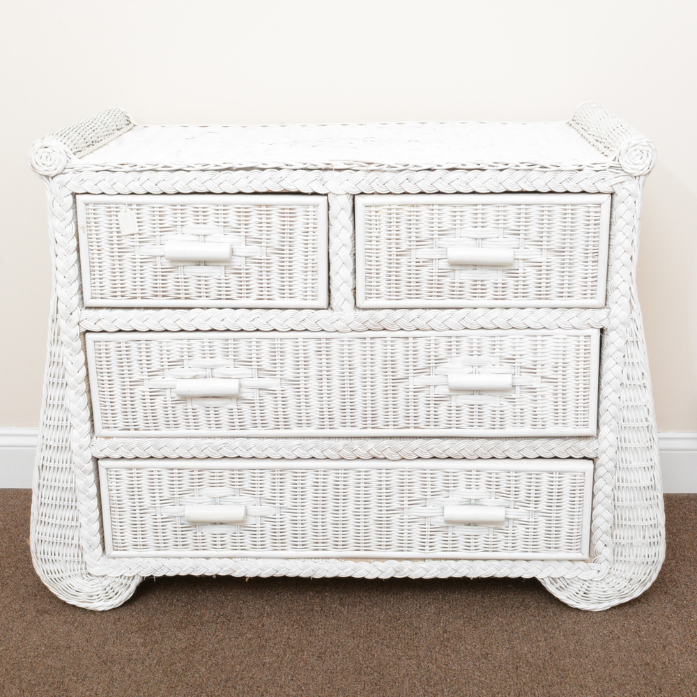 Vintage White Wicker Bedroom Set