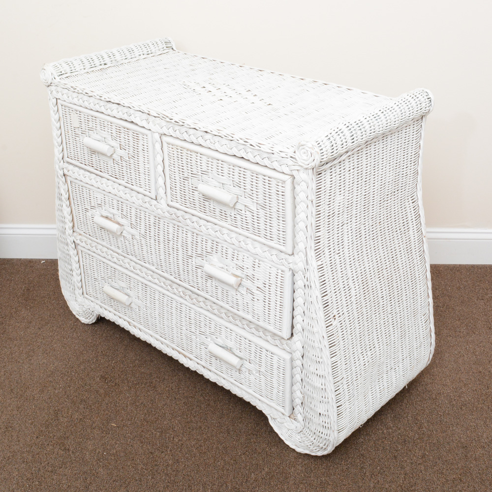 Vintage White Wicker Bedroom Set