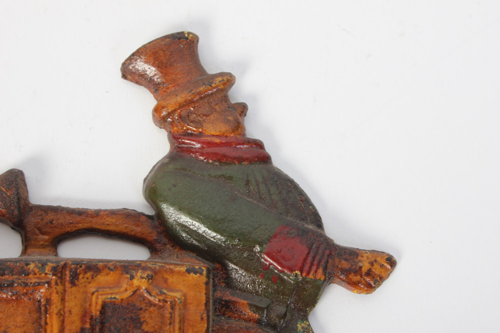 Pair of Cast Iron Book Ends in the Shape of Worchester, London Mail Coaches