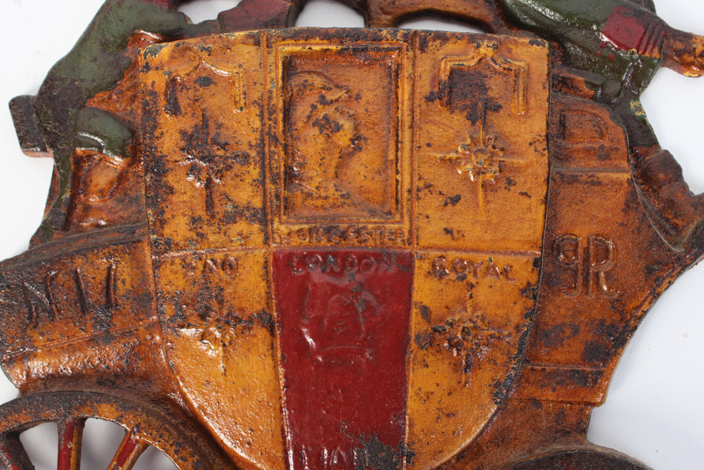 Pair of Cast Iron Book Ends in the Shape of Worchester, London Mail Coaches