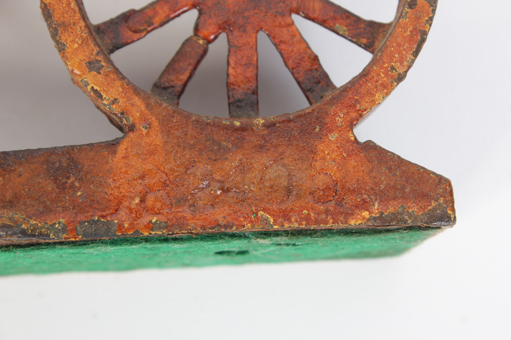 Pair of Cast Iron Book Ends in the Shape of Worchester, London Mail Coaches