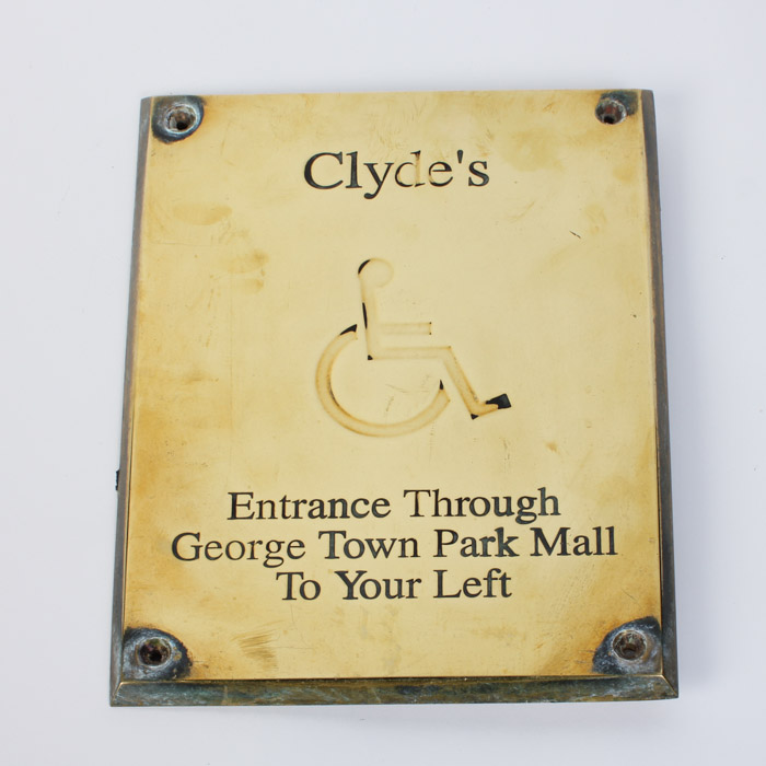 Solid Brass Clyde's Handicap Sign