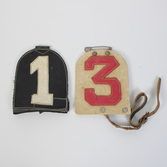 Pair of Vintage Leather Fire Patches