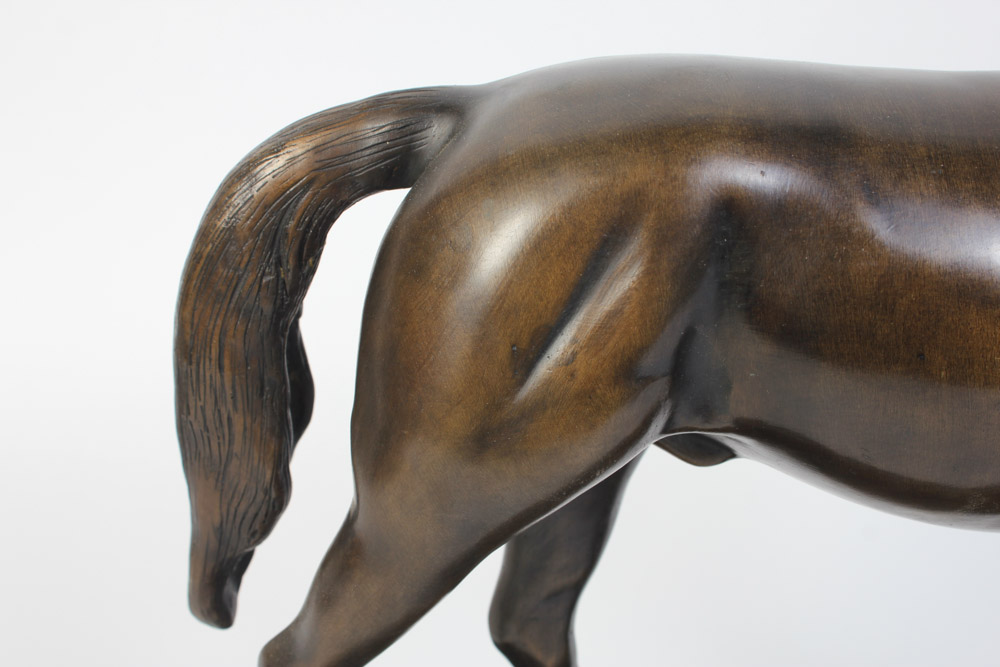 Bronze Equestrian Table Sculpture with Marble Base