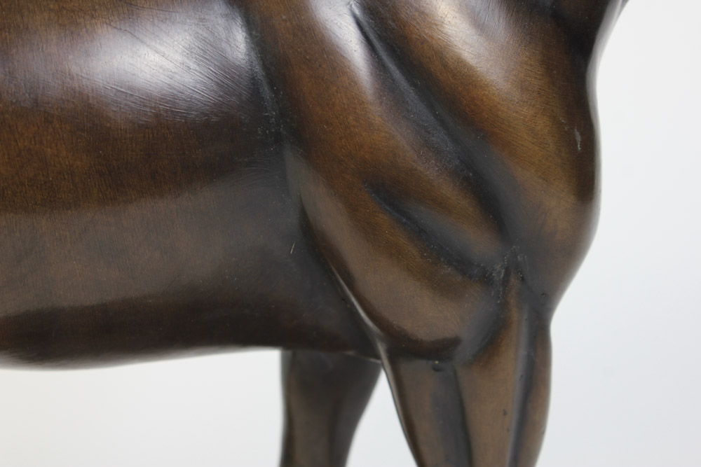 Bronze Equestrian Table Sculpture with Marble Base