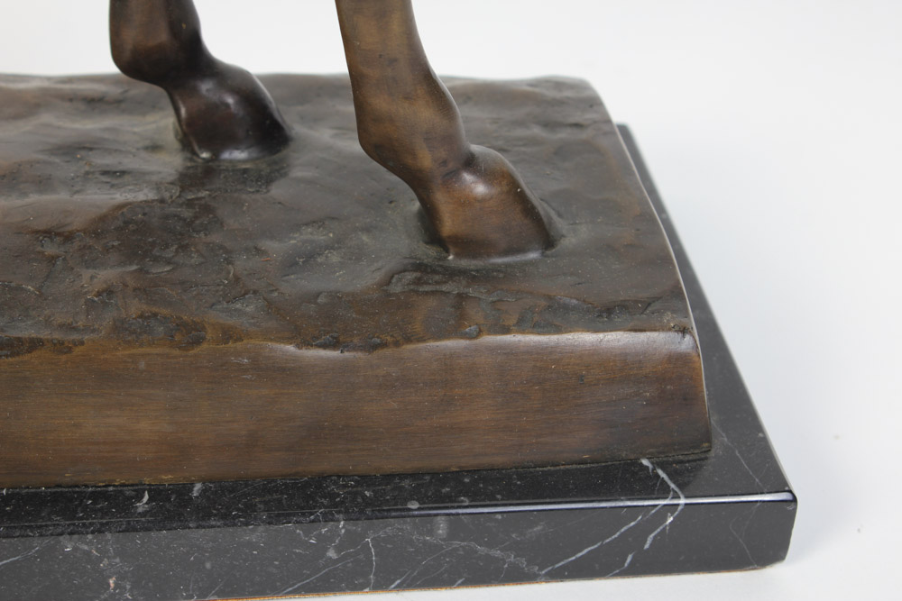 Bronze Equestrian Table Sculpture with Marble Base