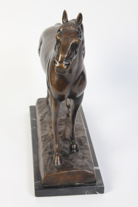 Bronze Equestrian Table Sculpture with Marble Base
