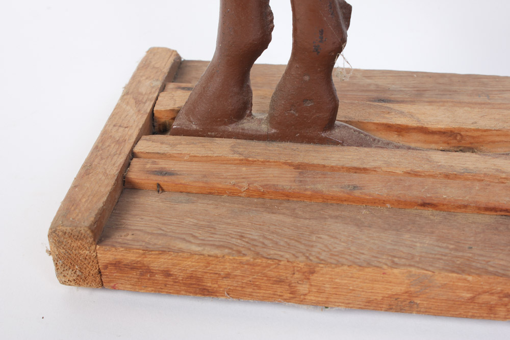 Painted Cast Iron Horse on Wooden Base