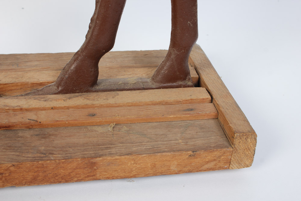 Painted Cast Iron Horse on Wooden Base