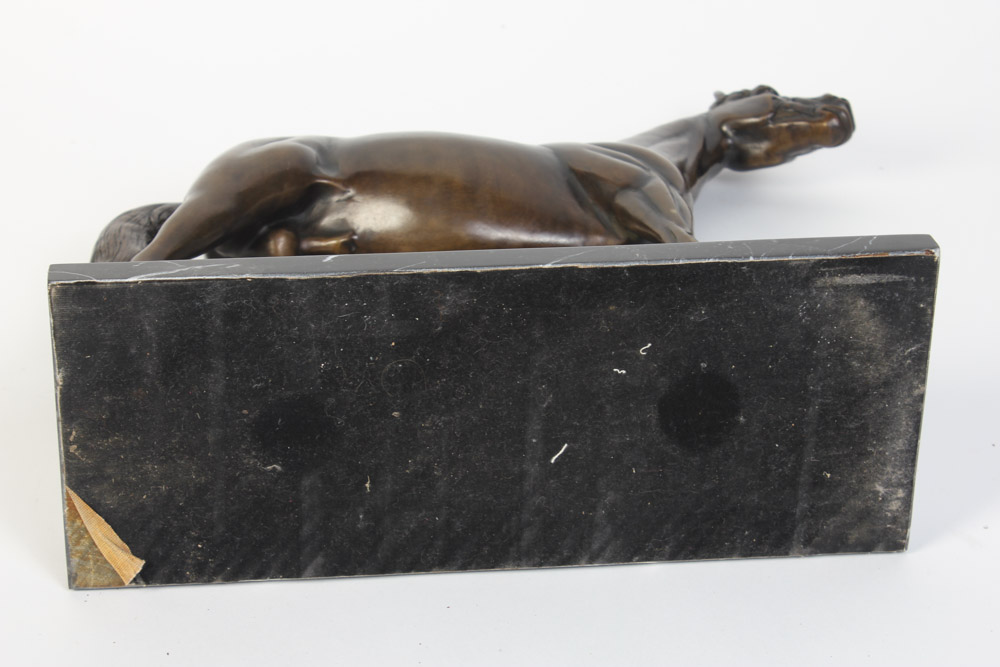Bronze Equestrian Table Sculpture with Marble Base