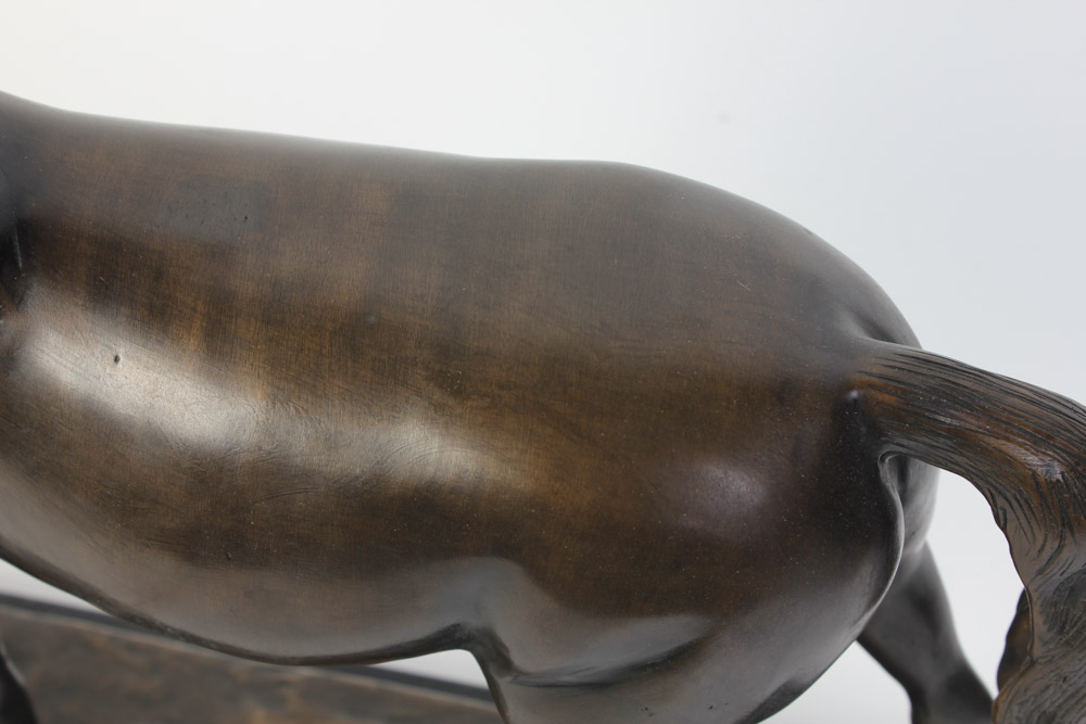 Bronze Equestrian Table Sculpture with Marble Base