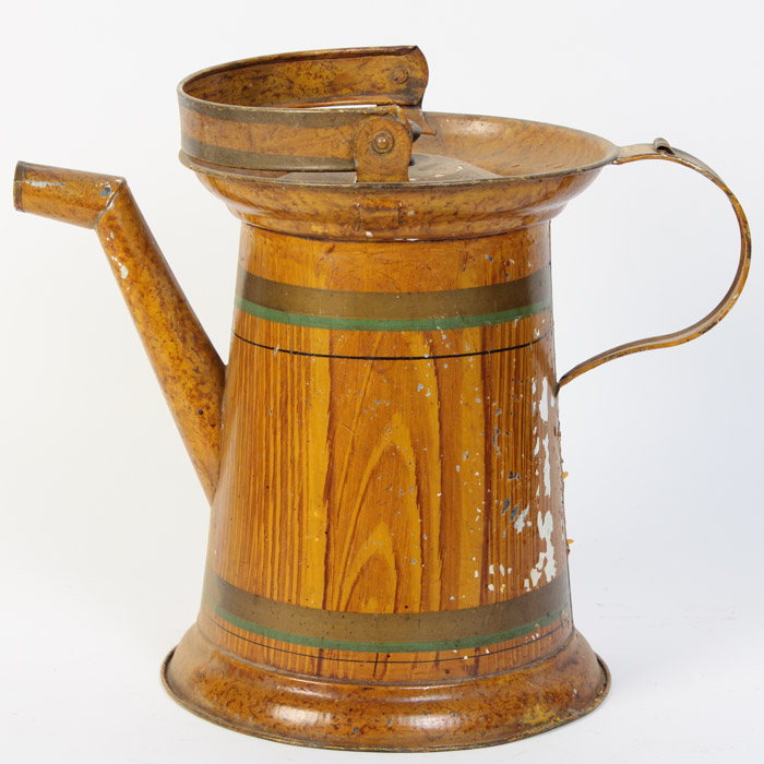 Tin Watering Can with Faux Wood Finish