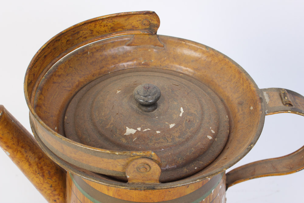 Tin Watering Can with Faux Wood Finish