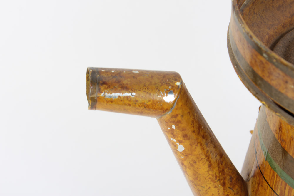 Tin Watering Can with Faux Wood Finish