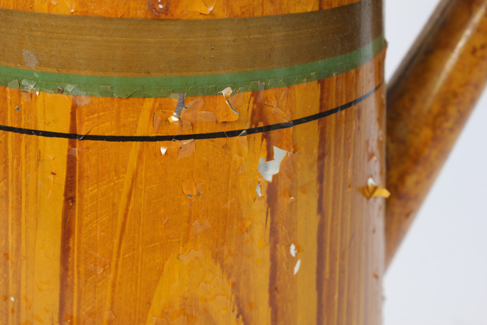 Tin Watering Can with Faux Wood Finish