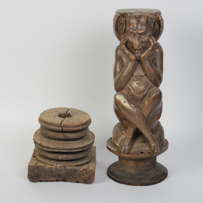 Plaster Satyr Architectural Element and Column Base