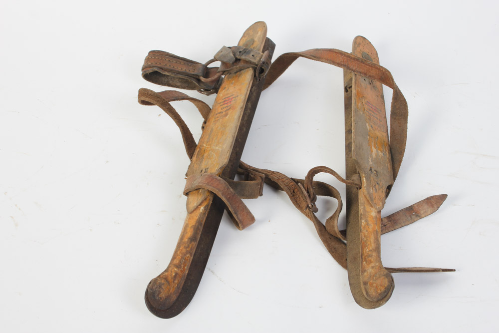 Two Pairs of Antique Wooden Ice Skates