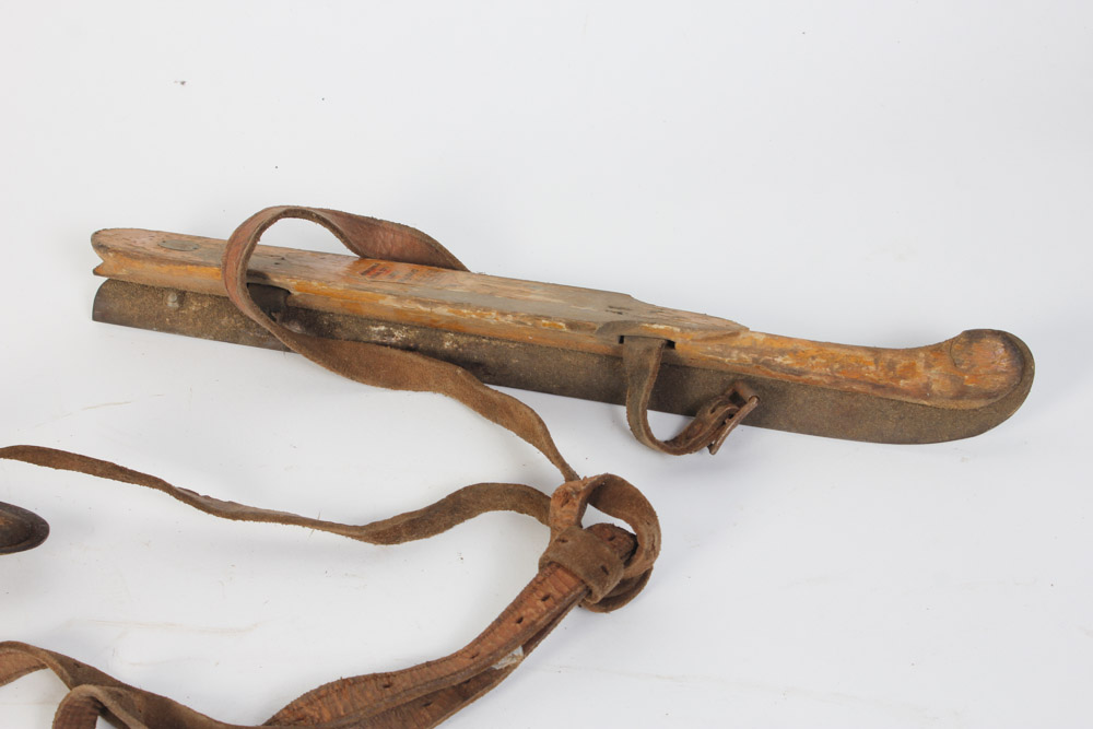 Two Pairs of Antique Wooden Ice Skates