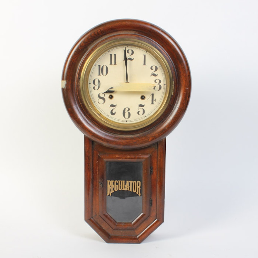 Antique Regulator Pendulum Clock Circa 1900