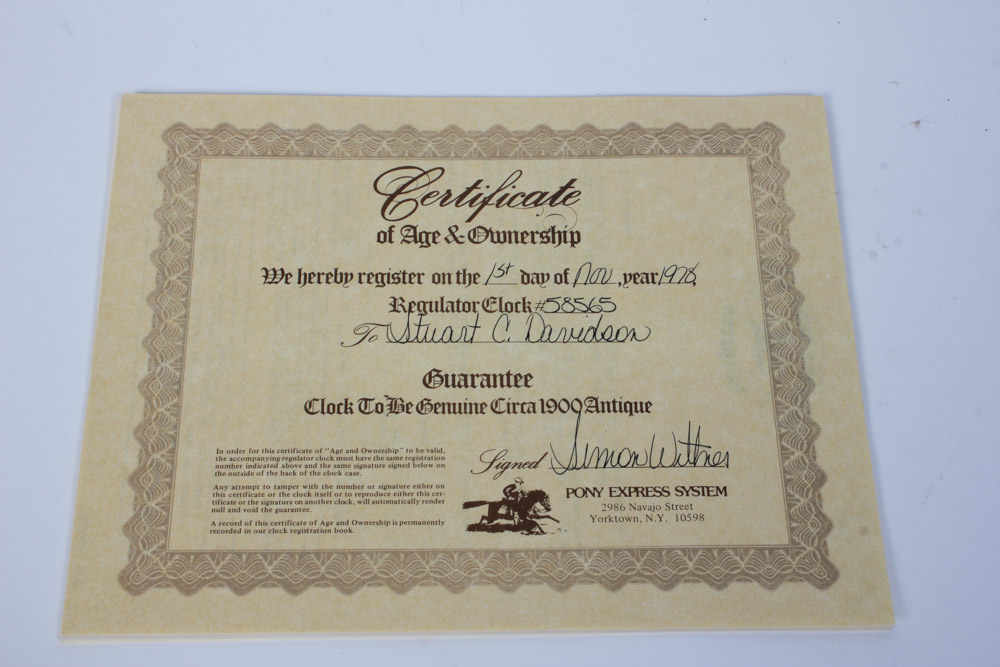 Antique Regulator Pendulum Clock Circa 1900