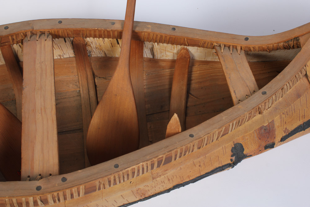 Vintage Shell Station Store Toy Canoe with Two Paddles