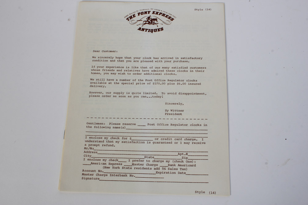 Antique Regulator Pendulum Clock Circa 1900