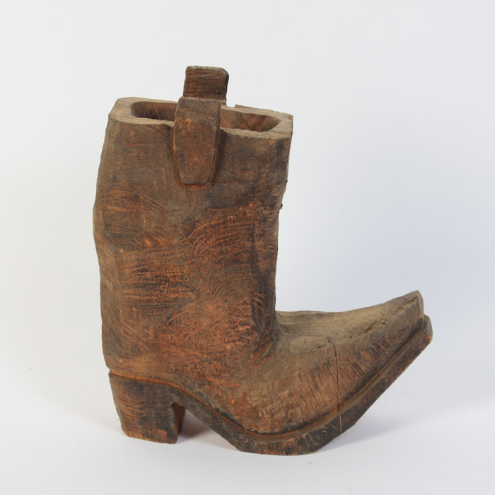 Hand Carved Wooden Cowboy Boot