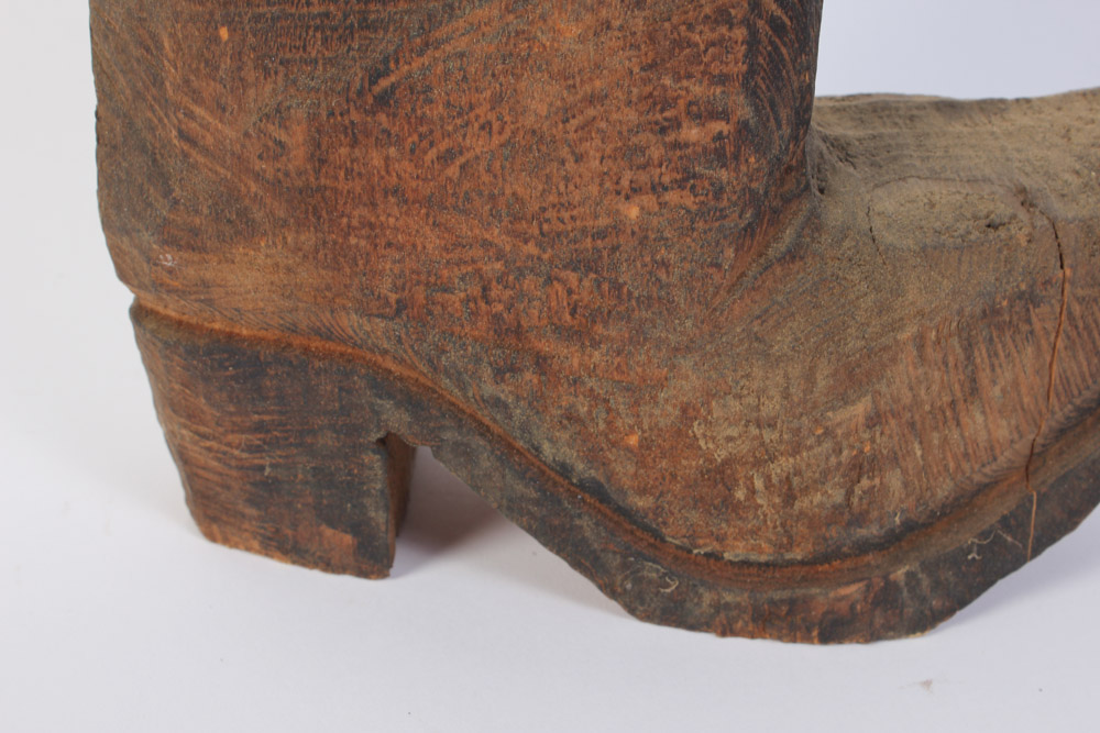 Hand Carved Wooden Cowboy Boot