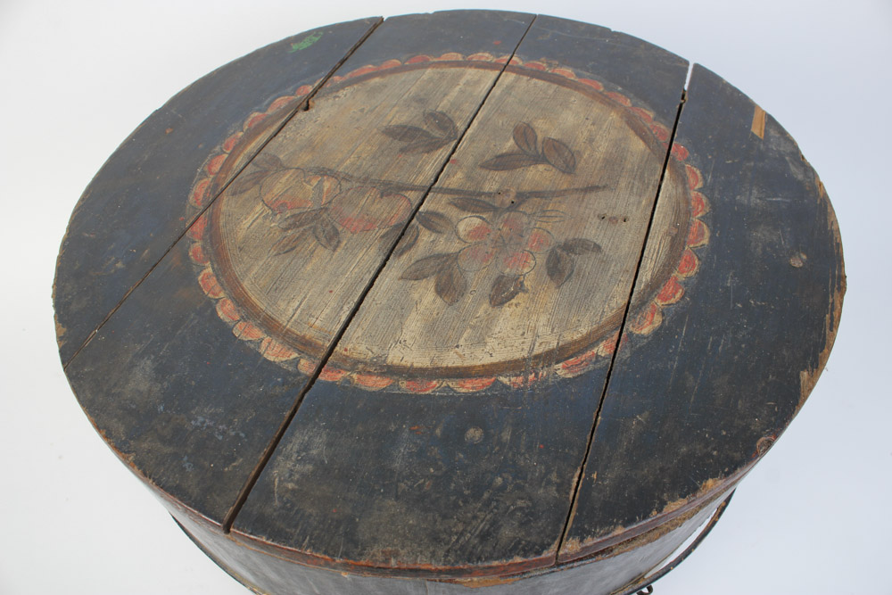 Antique Handpainted Lidded Bucket