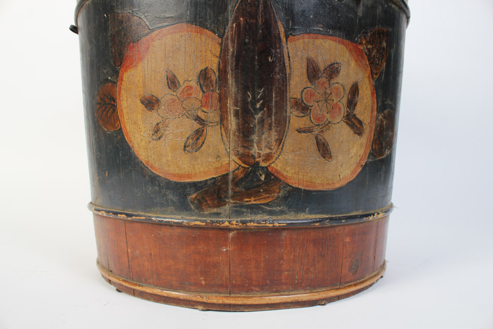 Antique Handpainted Lidded Bucket