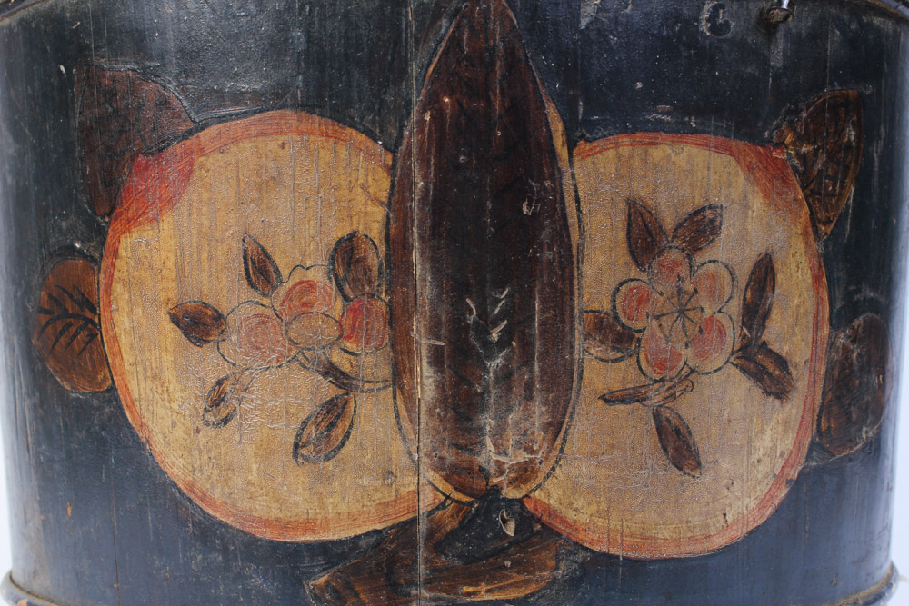 Antique Handpainted Lidded Bucket