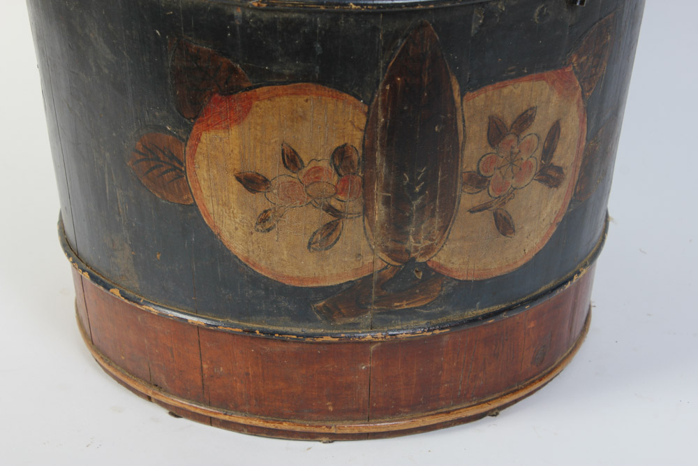 Antique Handpainted Lidded Bucket