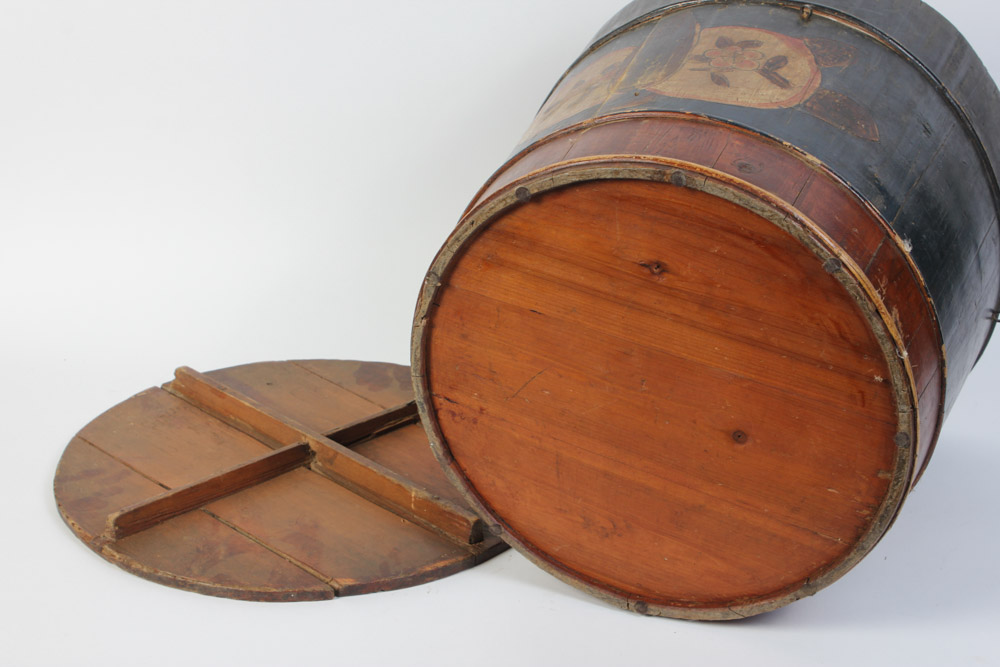 Antique Handpainted Lidded Bucket