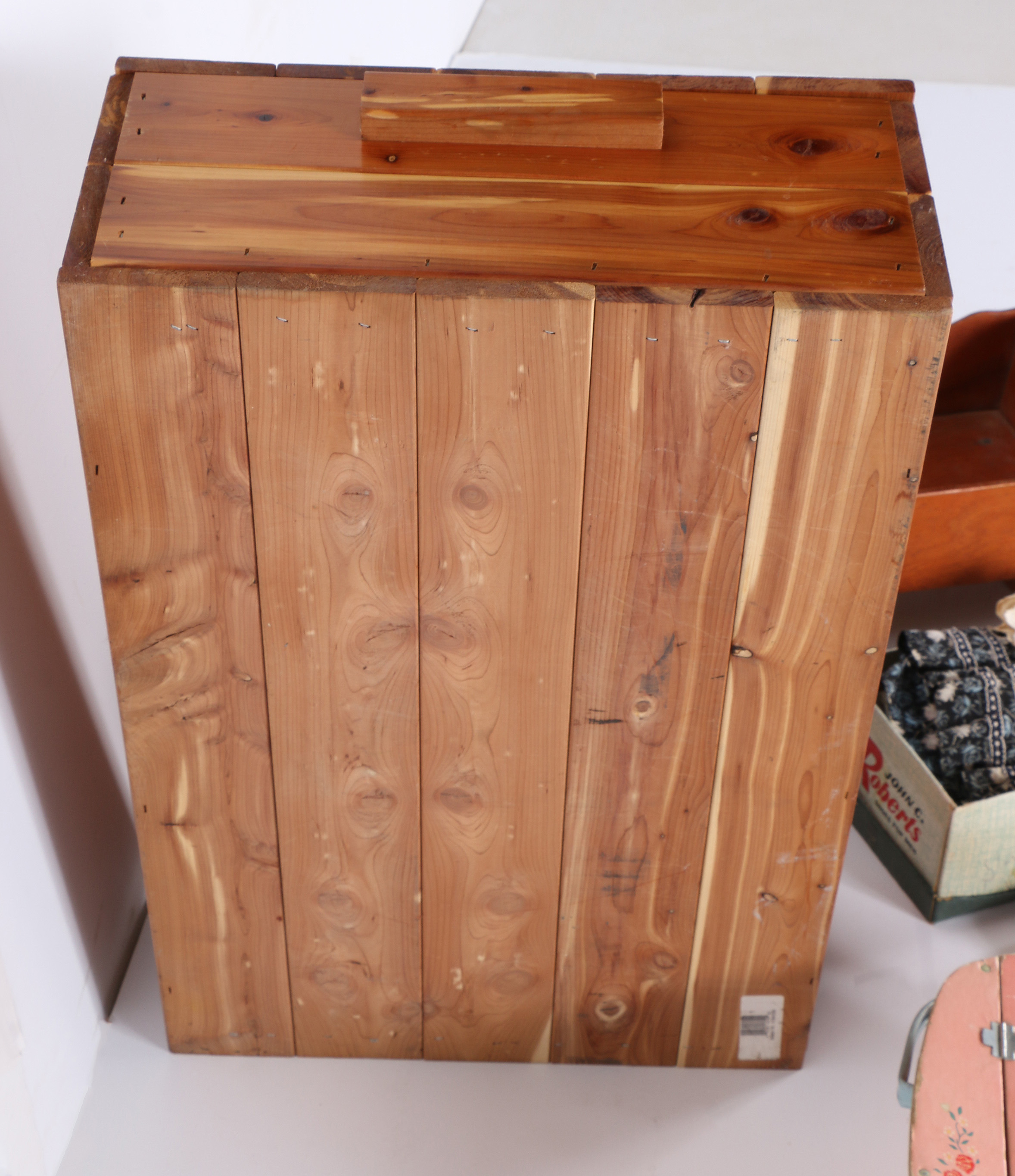 Vintage Wooden Doll Cradle and Doll Clothes