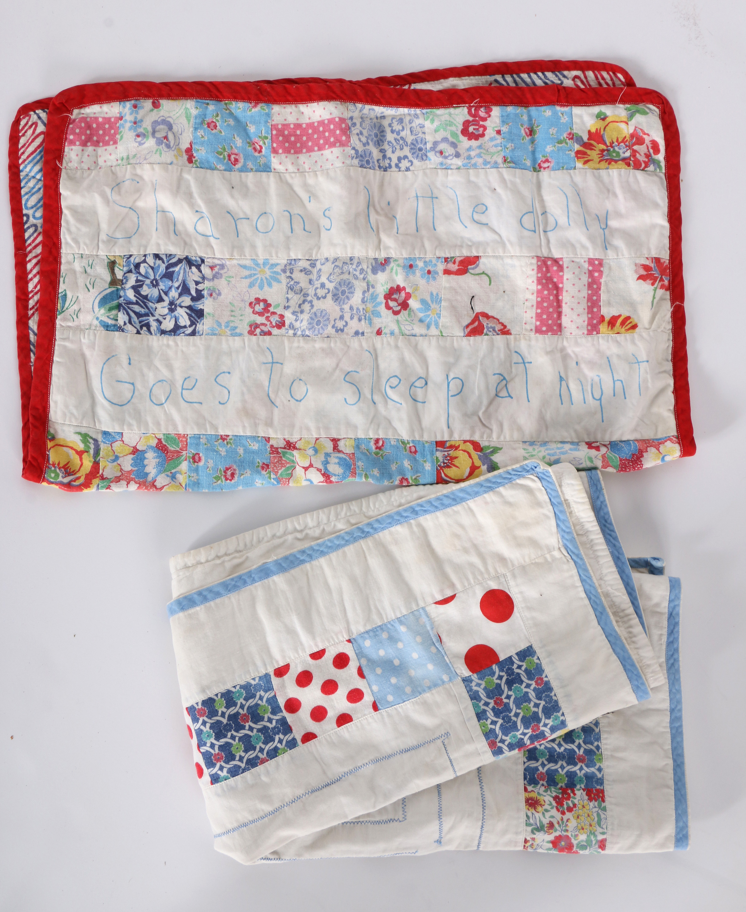 Vintage Wooden Doll Cradle and Doll Clothes