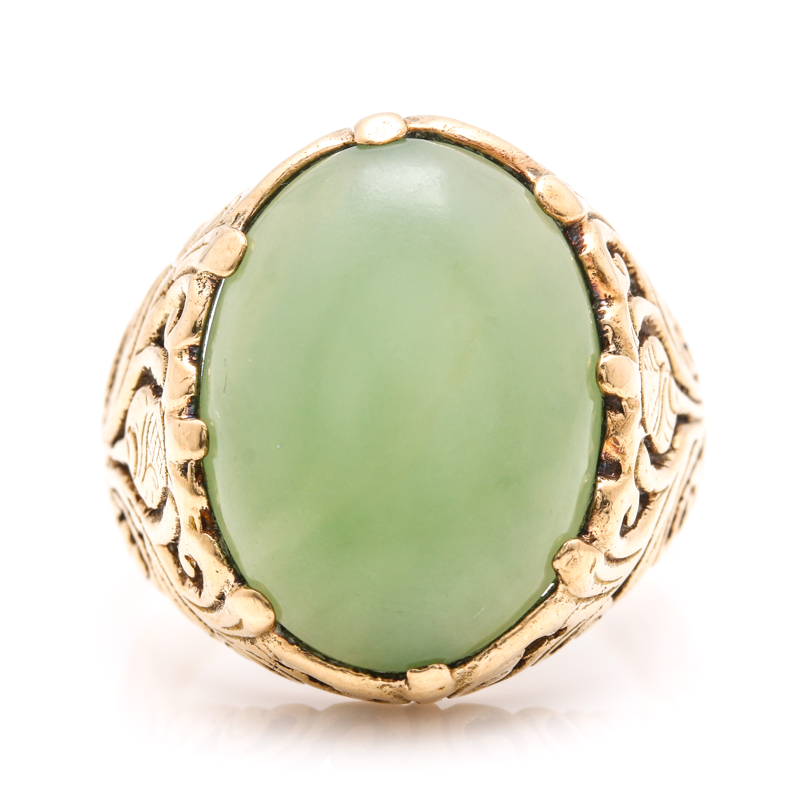 18K Yellow Gold Bowenite Ring