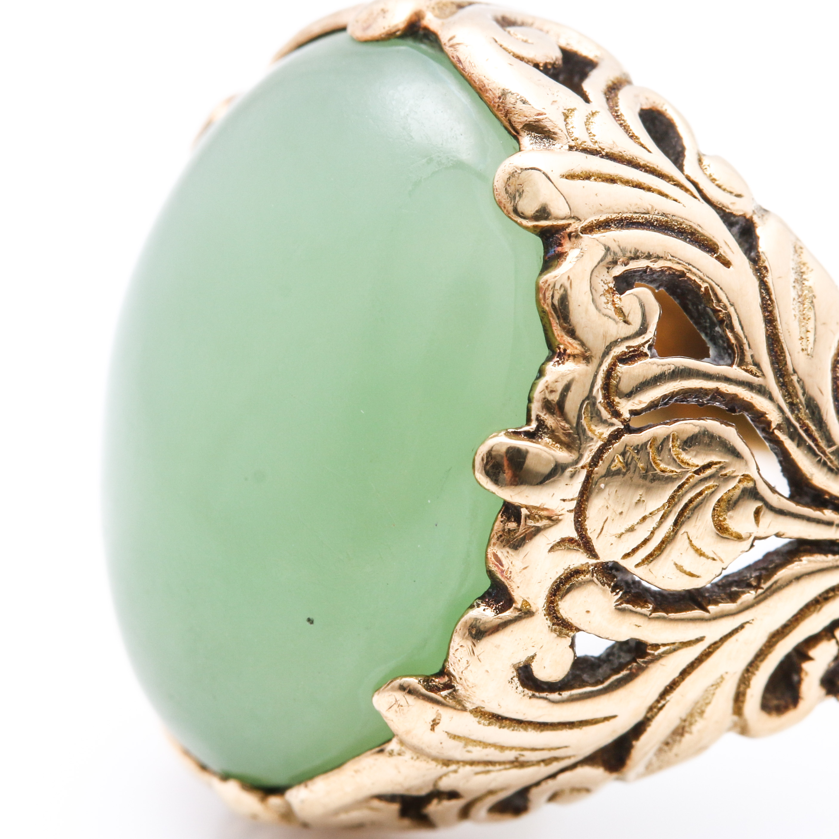 18K Yellow Gold Bowenite Ring