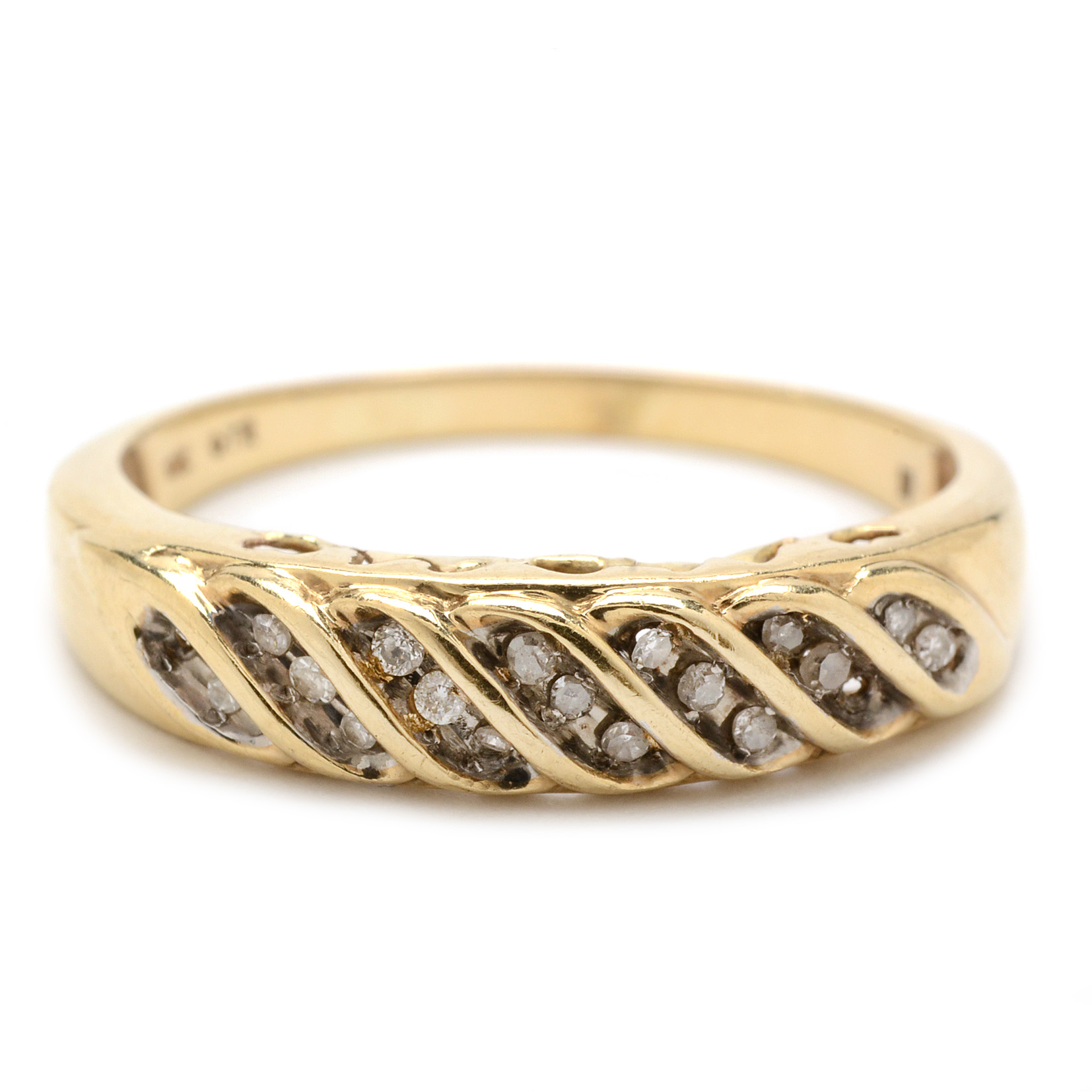 10K Yellow Gold Diamond "Mom" Ring