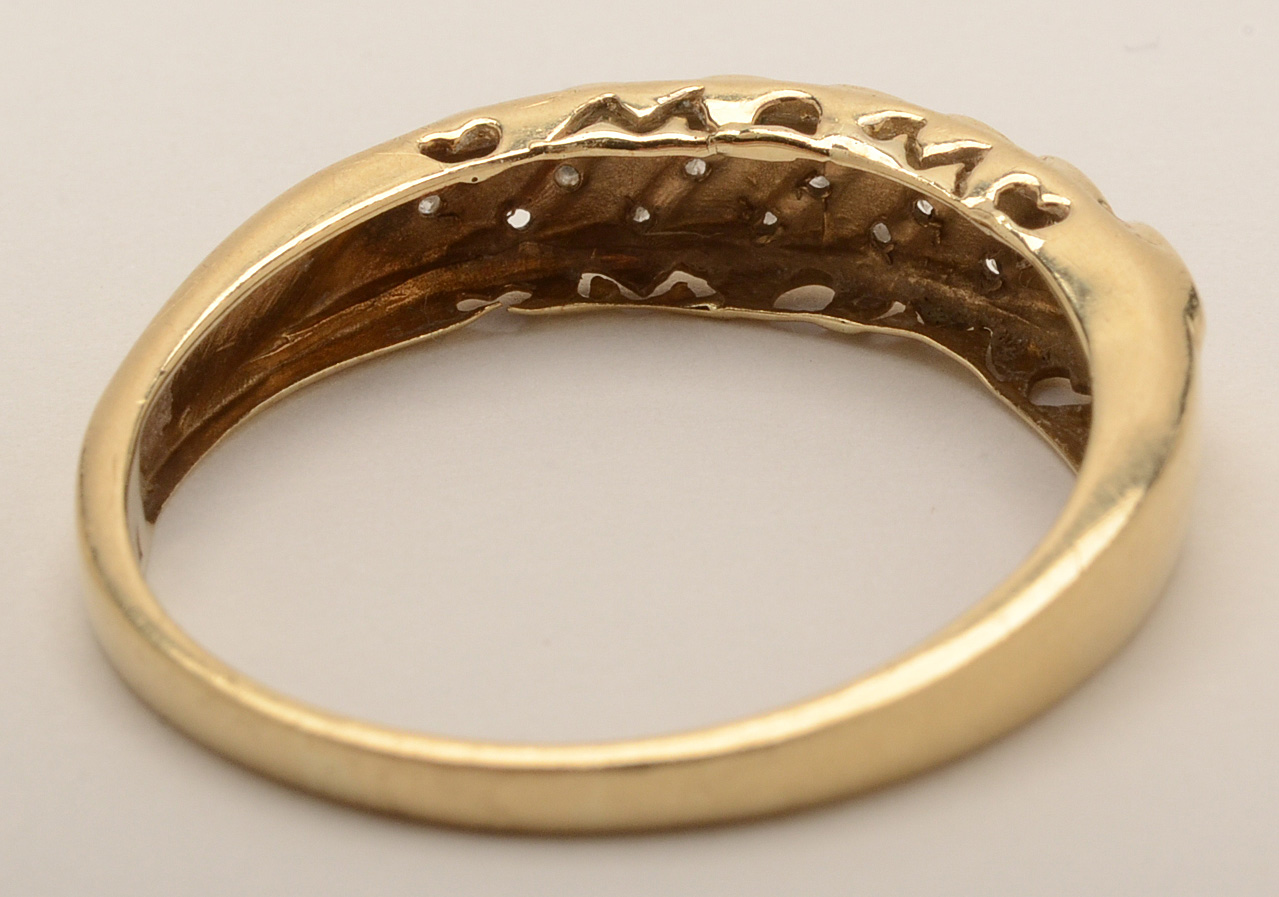 10K Yellow Gold Diamond "Mom" Ring