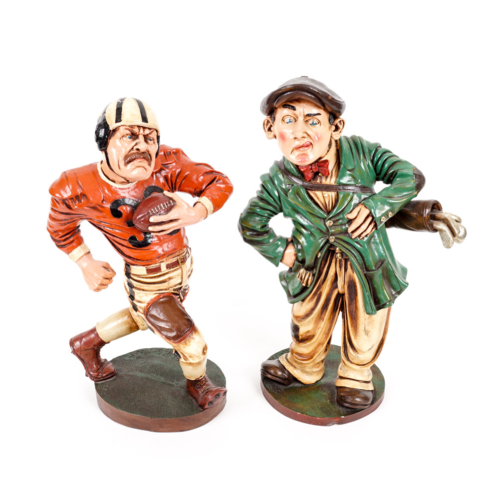 Peter Mook Painted Wooden Statues of Athletes