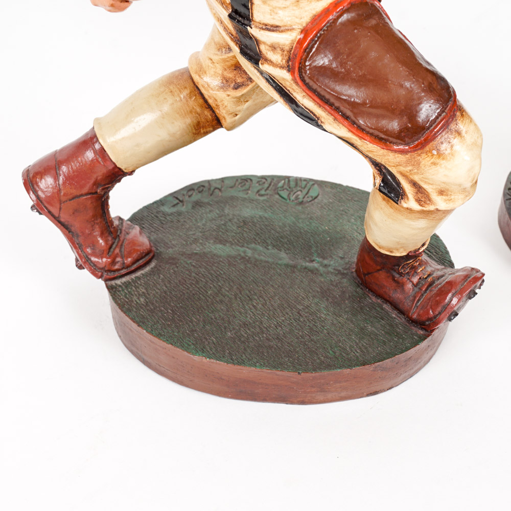 Peter Mook Painted Wooden Statues of Athletes