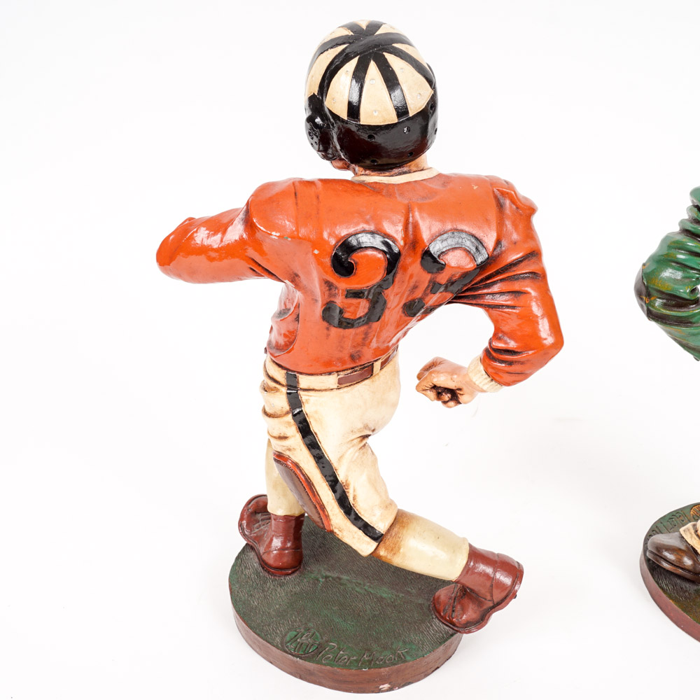 Peter Mook Painted Wooden Statues of Athletes