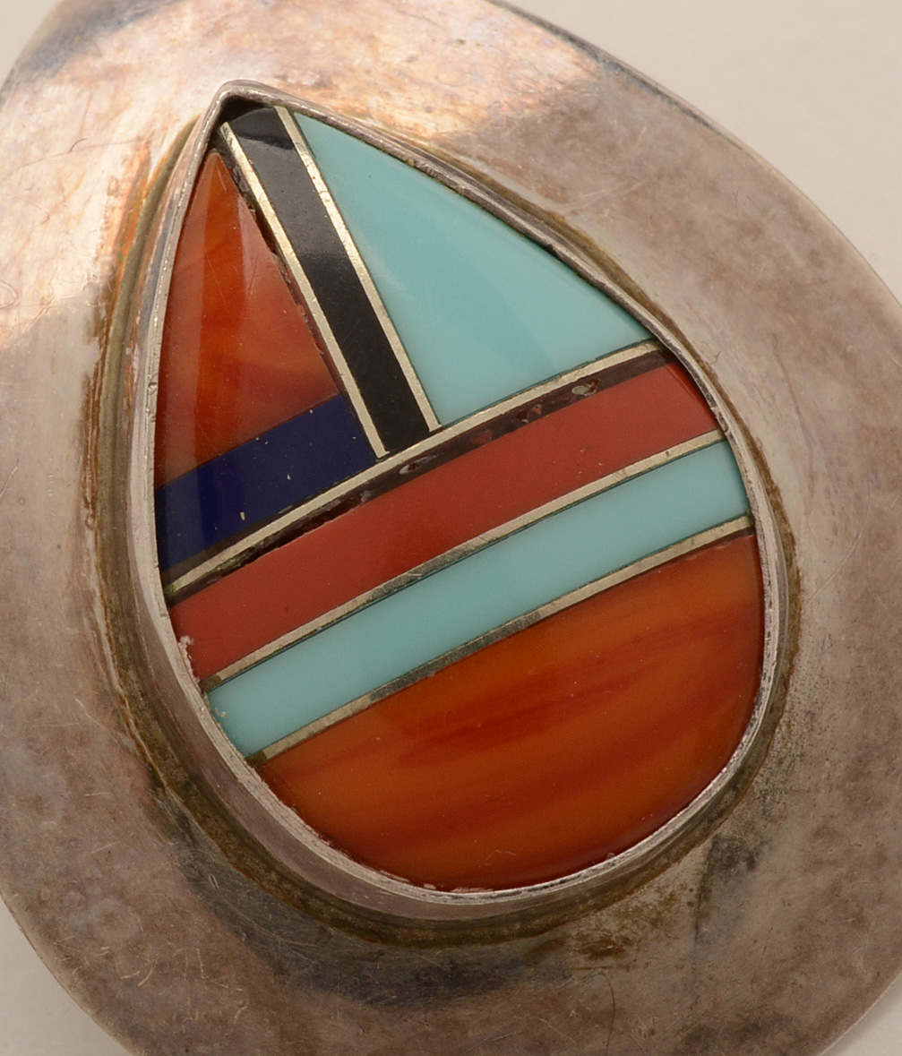 Native American Style Multi-Stone Inlaid Pierced Earrings